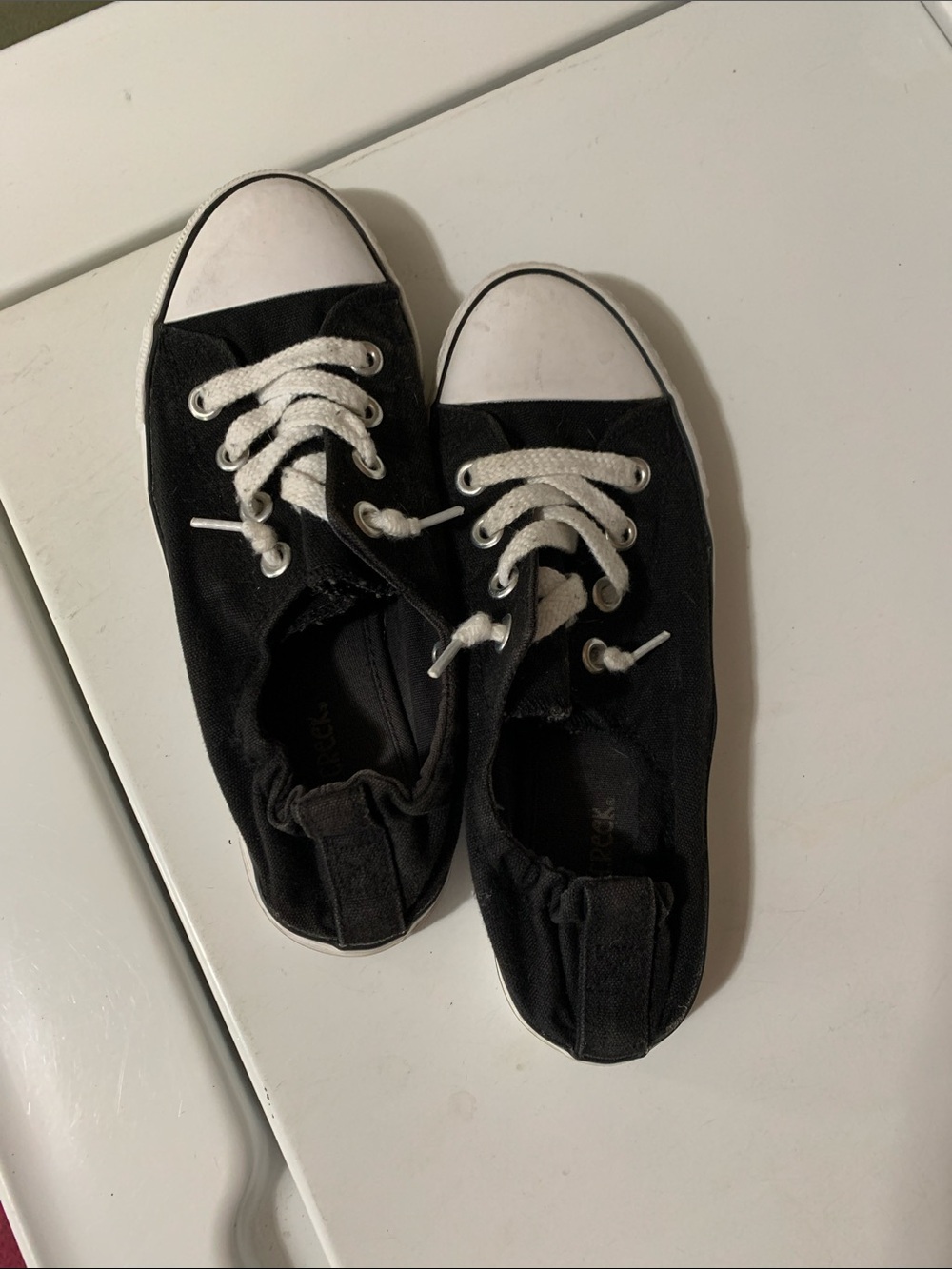 Falls Creek Black Canvas Sneakers with White Toecaps
